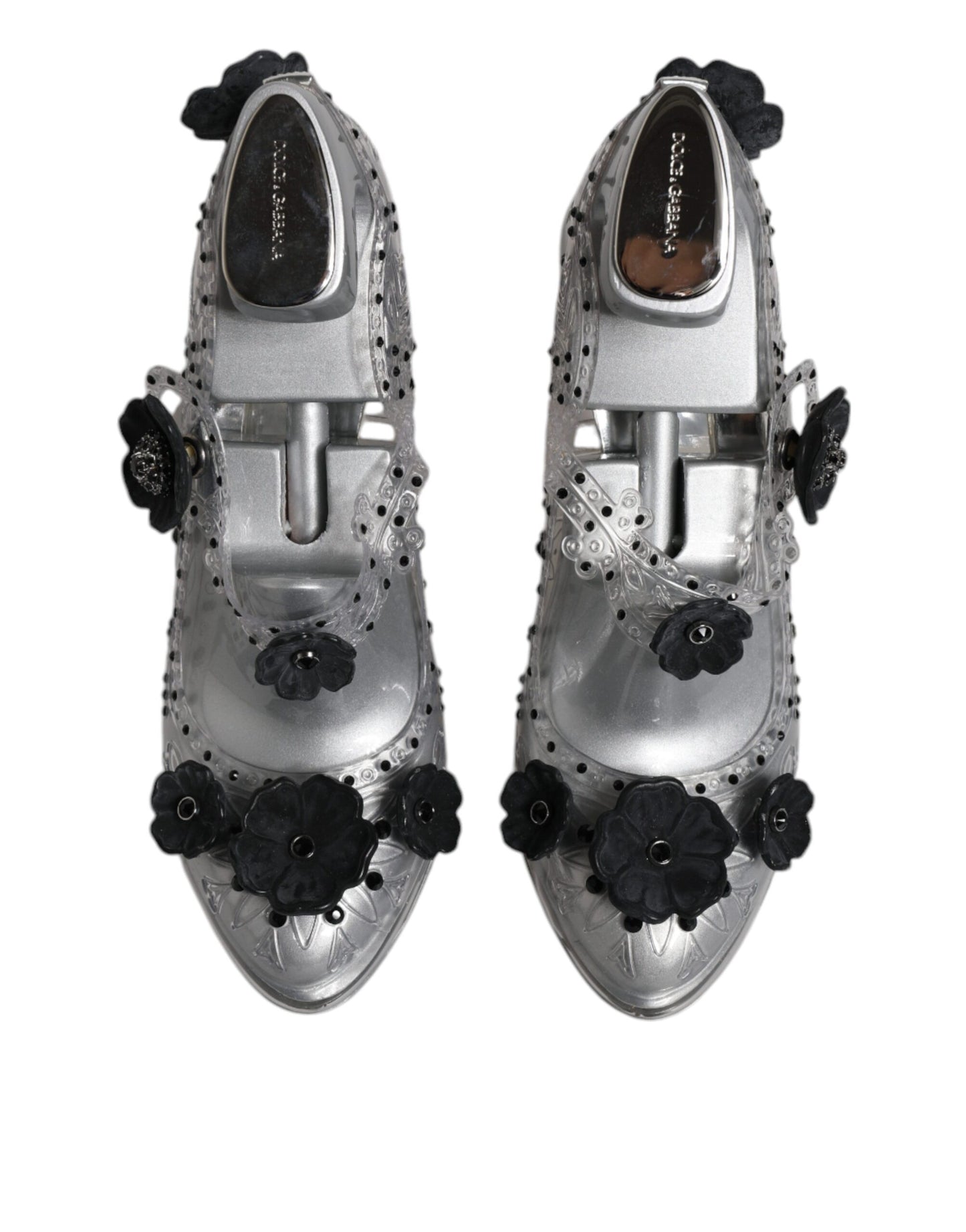 Chaussures à talons Dolce &amp; Gabbana CINDERELLA transparentes à fleurs et cristaux