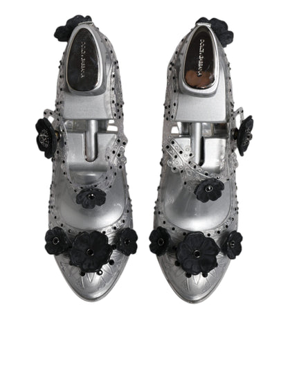 Chaussures à talons Dolce &amp; Gabbana CINDERELLA transparentes à fleurs et cristaux