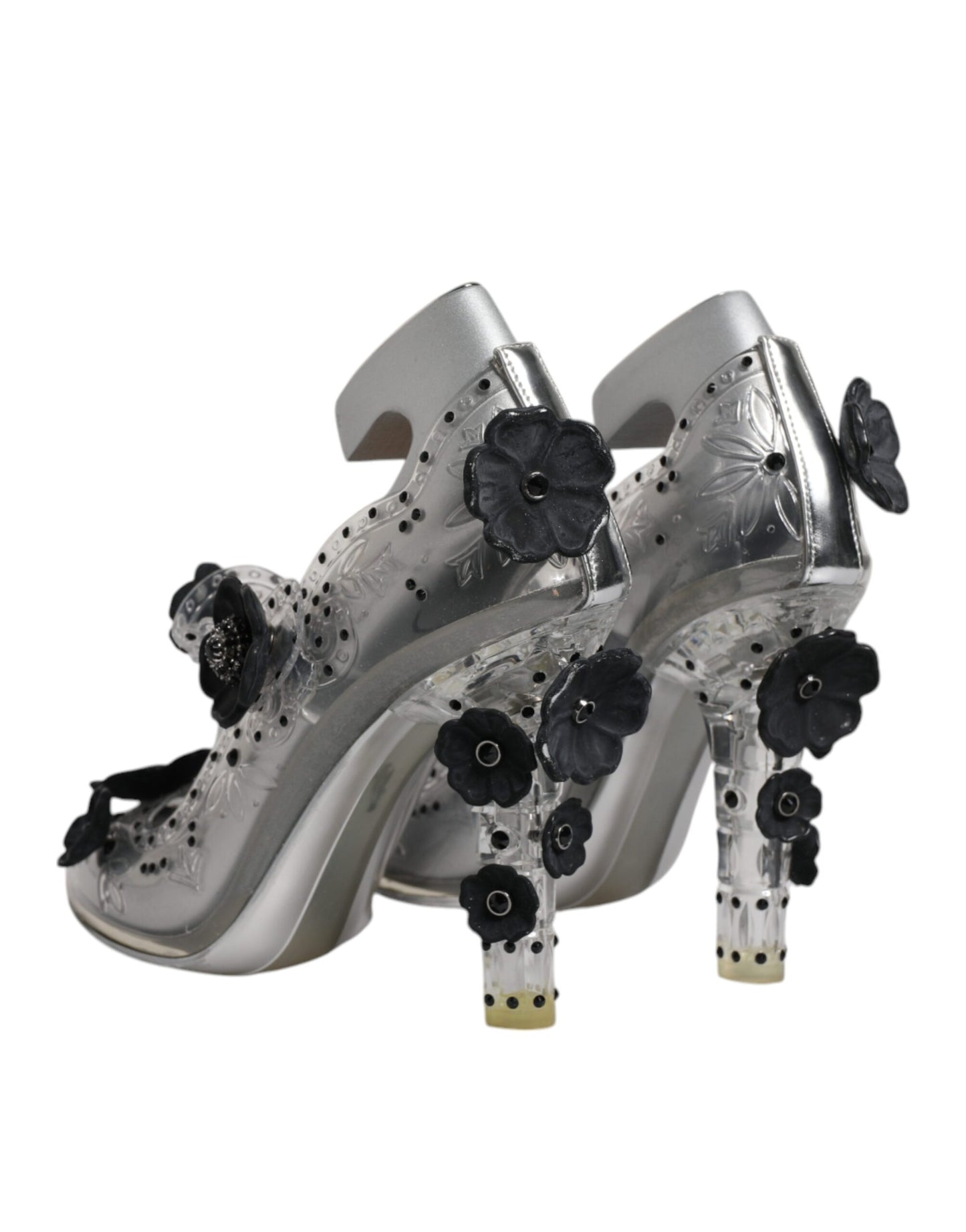 Chaussures à talons Dolce &amp; Gabbana CINDERELLA transparentes à fleurs et cristaux