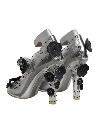 Chaussures à talons Dolce &amp; Gabbana CINDERELLA transparentes à fleurs et cristaux