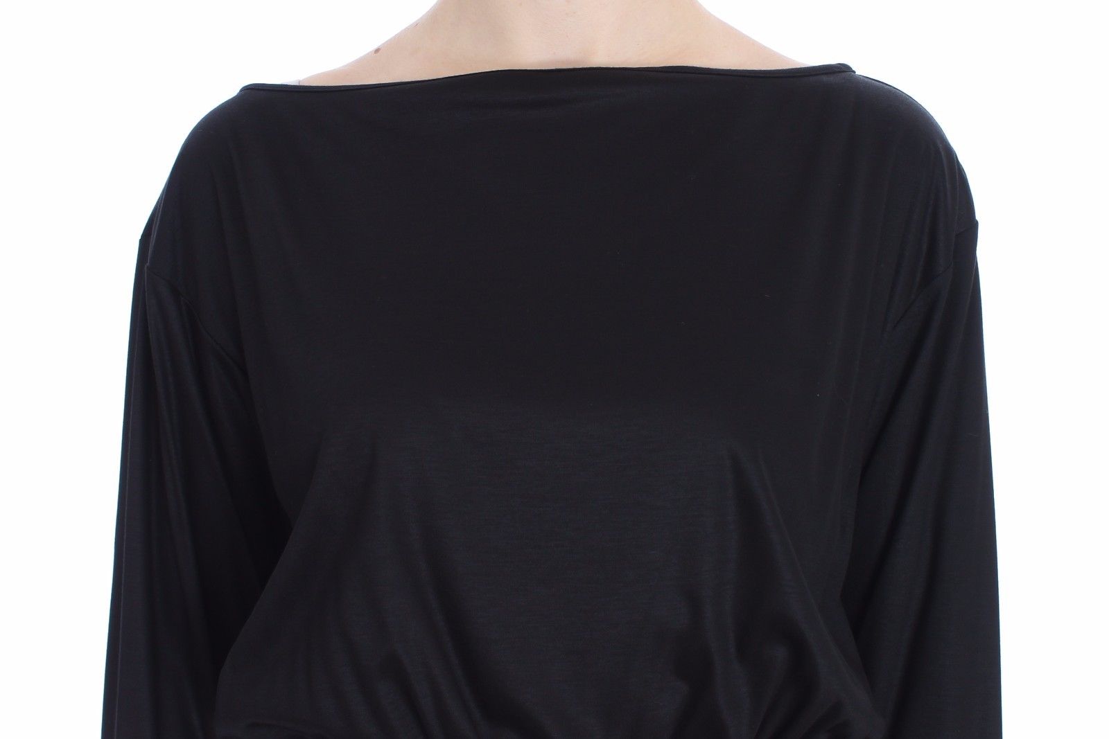 Robe droite en soie modale noire Versace Jeans