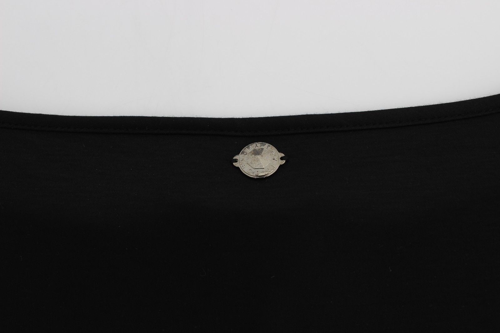 Robe droite en soie modale noire Versace Jeans