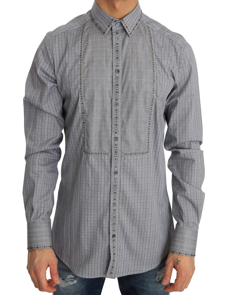 Chemise slim en coton gris à carreaux Dolce &amp; Gabbana