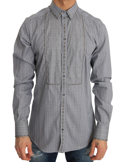 Chemise slim en coton gris à carreaux Dolce &amp; Gabbana