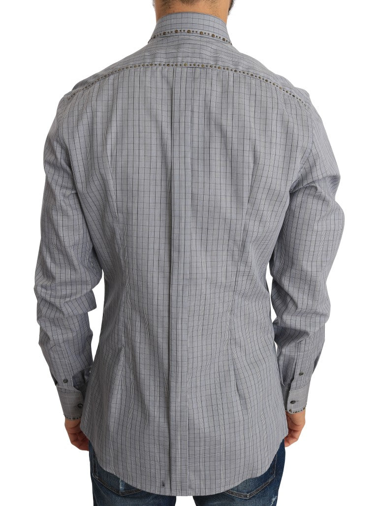 Chemise slim en coton gris à carreaux Dolce &amp; Gabbana