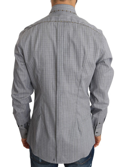 Chemise slim en coton gris à carreaux Dolce &amp; Gabbana