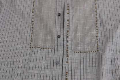 Chemise slim en coton gris à carreaux Dolce &amp; Gabbana