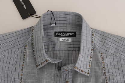 Chemise slim en coton gris à carreaux Dolce &amp; Gabbana