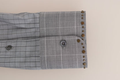 Chemise slim en coton gris à carreaux Dolce &amp; Gabbana