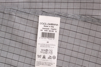 Chemise slim en coton gris à carreaux Dolce &amp; Gabbana