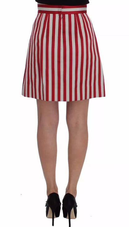 Jupe au-dessus du genou à rayures rouges argentées Dolce &amp; Gabbana