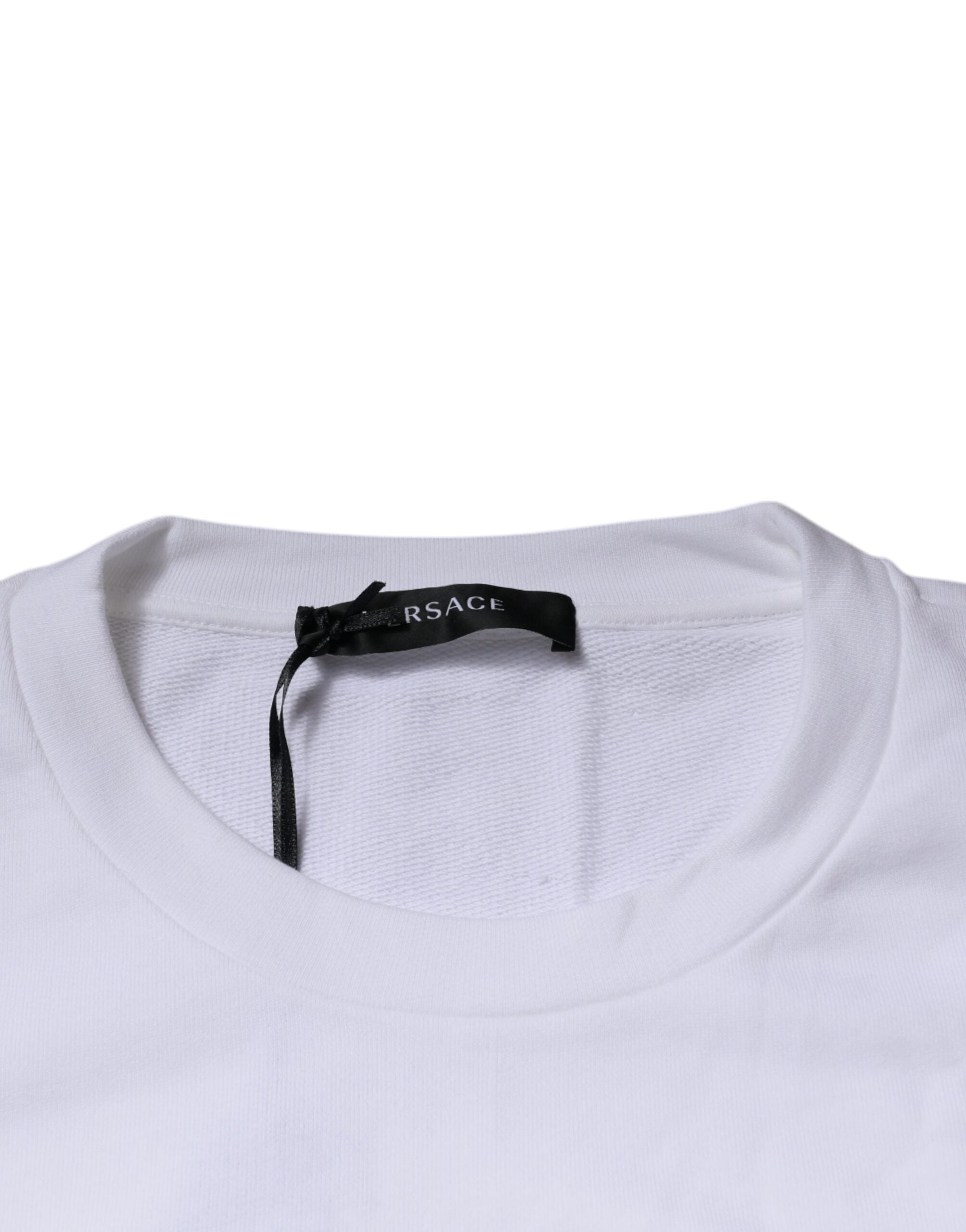 Pull ras du cou blanc brodé Medusa de Versace