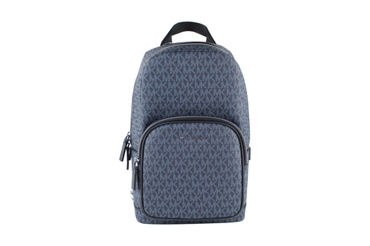 Michael Kors Cooper – Mittelgroßer, marineblauer Signature-Sling-Rucksack aus PVC