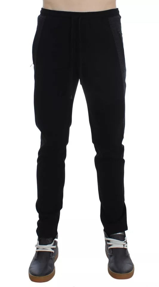 Pantalon décontracté en laine noir et gris Dolce &amp; Gabbana à rayures