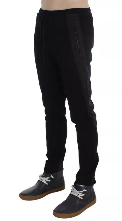 Pantalon décontracté en laine noir et gris Dolce &amp; Gabbana à rayures