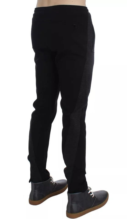 Pantalon décontracté en laine noir et gris Dolce &amp; Gabbana à rayures
