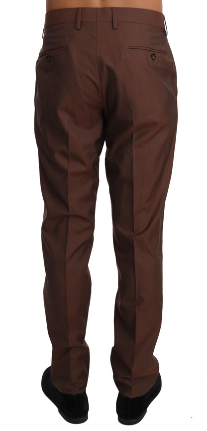 Pantalon habillé en laine et soie marron Dolce &amp; Gabbana
