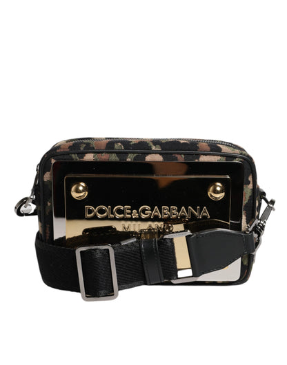 Sac bandoulière Dolce &amp; Gabbana en jacquard léopard multicolore avec logo DG