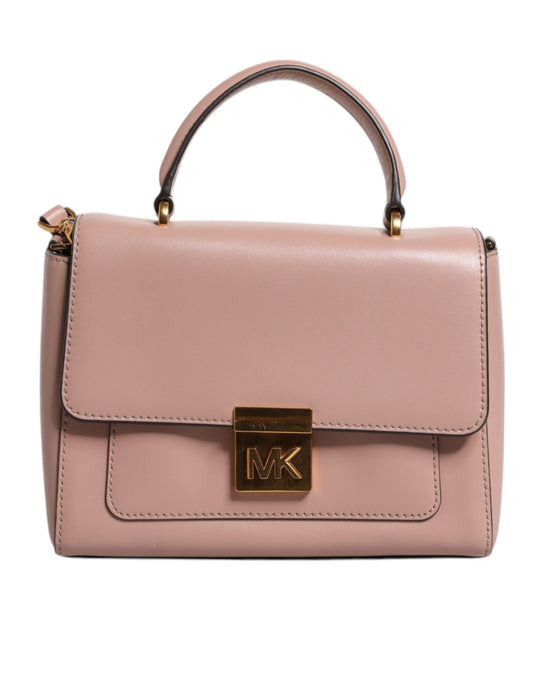 Sac à bandoulière MINDY en cuir rose avec plaque logo Michael Kors