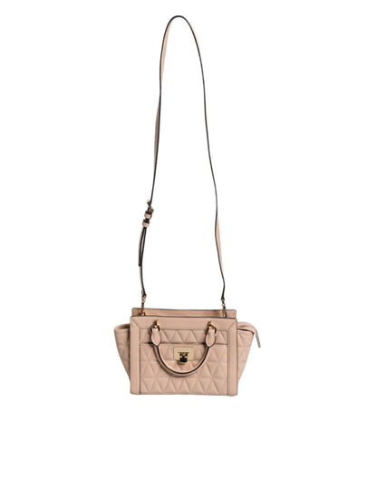 Sac messager Michael Kors VIVIANNE en cuir matelassé pêche avec logo