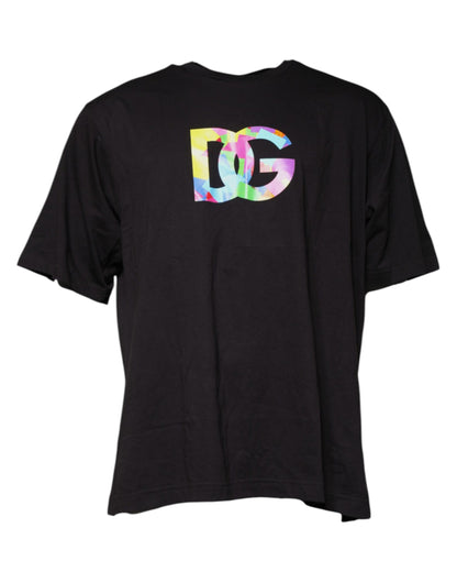 T-shirt ras du cou en coton noir avec logo imprimé Dolce &amp; Gabbana