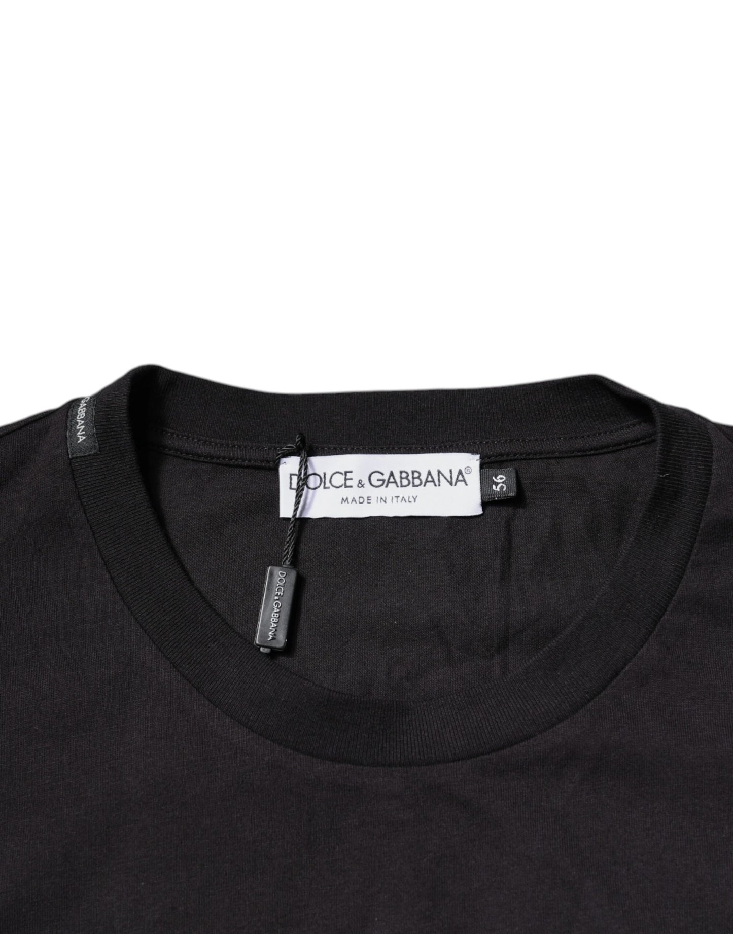 T-shirt ras du cou en coton noir avec logo imprimé Dolce &amp; Gabbana