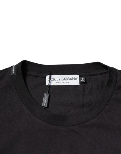 T-shirt ras du cou en coton noir avec logo imprimé Dolce &amp; Gabbana
