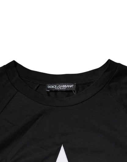 T-shirt ras du cou en coton noir avec logo imprimé Dolce &amp; Gabbana