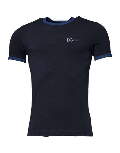 T-shirt ras du cou en coton stretch bleu Dolce &amp; Gabbana