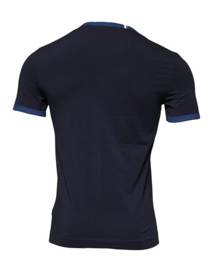 T-shirt ras du cou en coton stretch bleu Dolce &amp; Gabbana