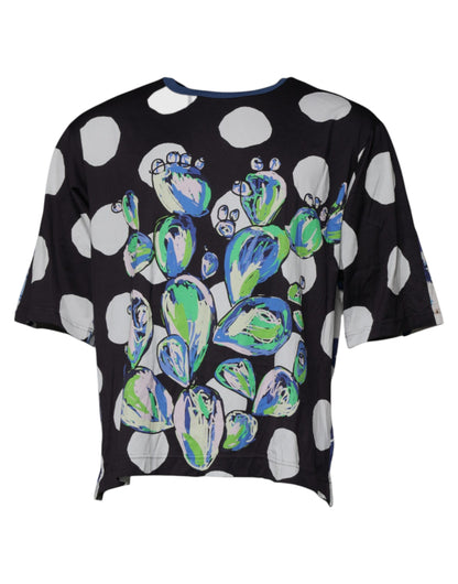 T-shirt ras du cou en coton imprimé noir et blanc Dolce &amp; Gabbana