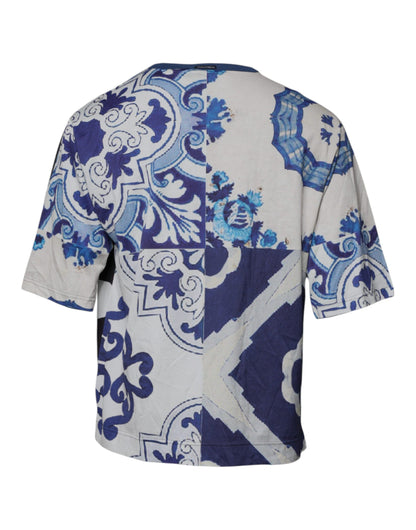 T-shirt ras du cou en coton imprimé noir et blanc Dolce &amp; Gabbana