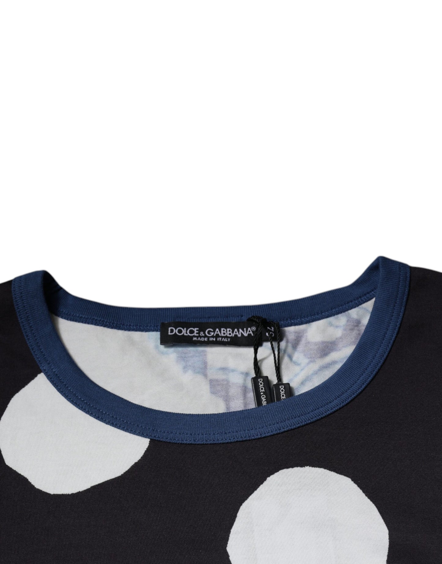 T-shirt ras du cou en coton imprimé noir et blanc Dolce &amp; Gabbana