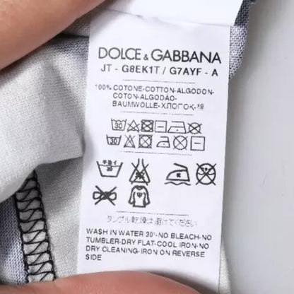 T-shirt ras du cou en coton imprimé noir et blanc Dolce &amp; Gabbana