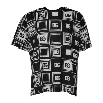 T-shirt ras du cou en coton noir avec logo monogramme Dolce &amp; Gabbana