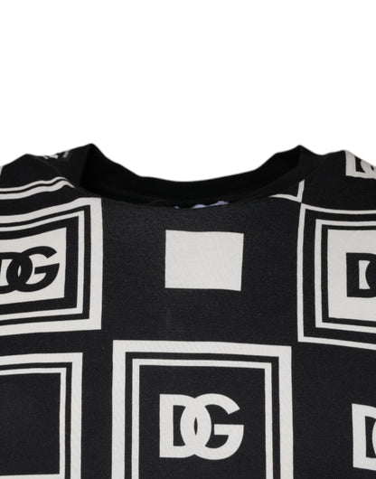 T-shirt ras du cou en coton noir avec logo monogramme Dolce &amp; Gabbana