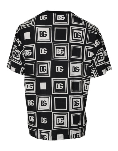 T-shirt ras du cou en coton noir avec logo monogramme Dolce &amp; Gabbana