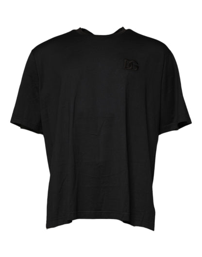 T-shirt ras du cou à manches courtes et logo noir Dolce &amp; Gabbana