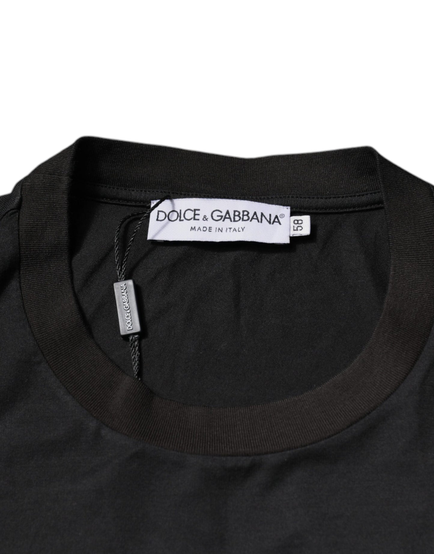 T-shirt ras du cou à manches courtes et logo noir Dolce &amp; Gabbana