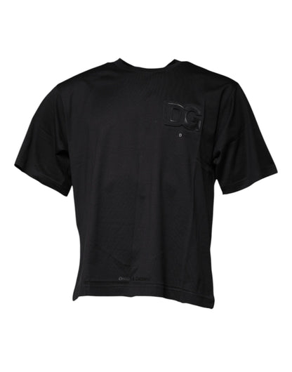 T-shirt ras du cou en coton noir Dolce &amp; Gabbana avec logo DG imprimé