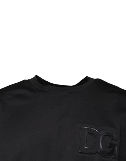 T-shirt ras du cou en coton noir Dolce &amp; Gabbana avec logo DG imprimé