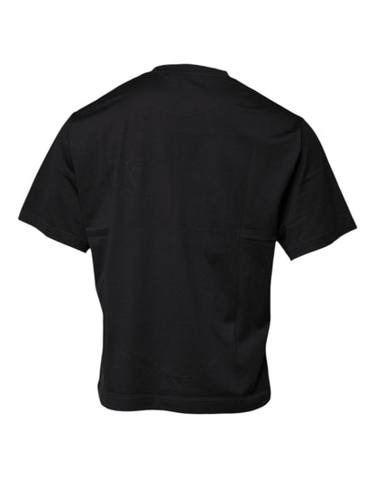 T-shirt ras du cou en coton noir Dolce &amp; Gabbana avec logo DG imprimé