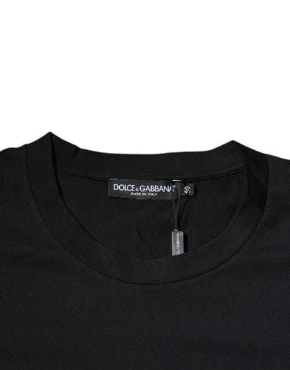 T-shirt ras du cou en coton noir Dolce &amp; Gabbana avec logo DG imprimé