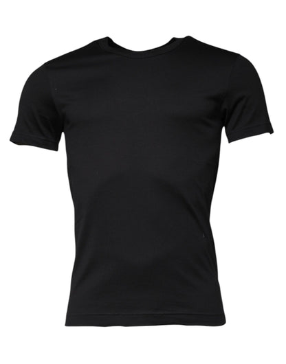 T-shirt ras du cou à manches courtes en coton noir Dolce &amp; Gabbana
