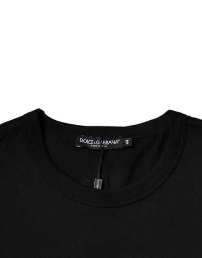 T-shirt ras du cou à manches courtes en coton noir Dolce &amp; Gabbana