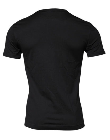 T-shirt ras du cou à manches courtes en coton noir Dolce &amp; Gabbana