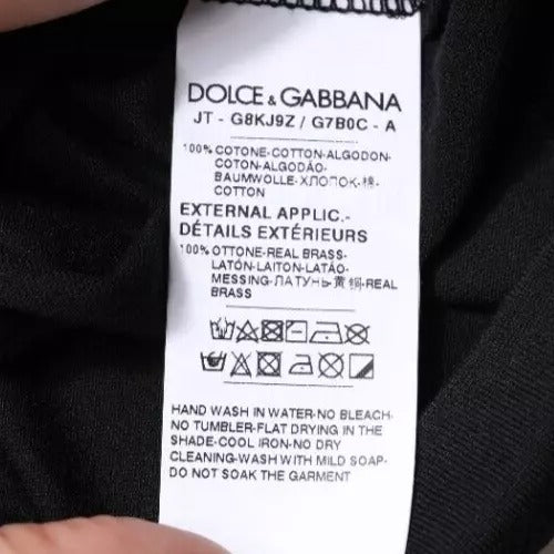 T-shirt ras du cou à manches courtes en coton noir Dolce &amp; Gabbana