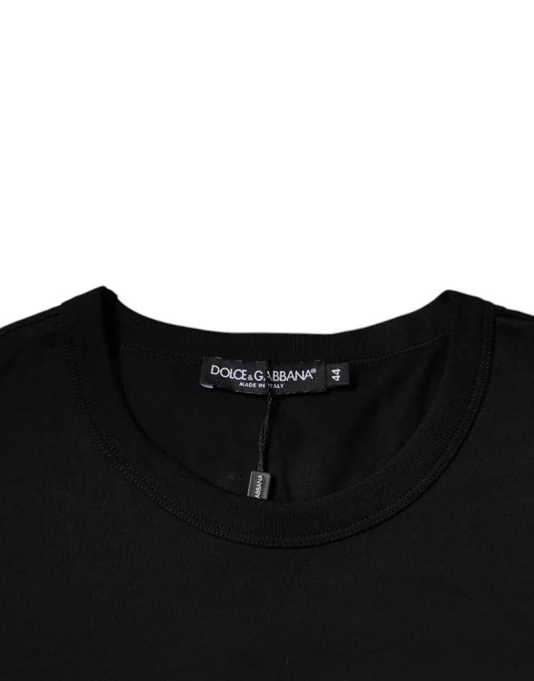 T-shirt ras du cou à manches courtes en coton noir Dolce &amp; Gabbana