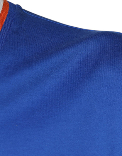 T-shirt à manches courtes et col en V avec logo bleu Dolce &amp; Gabbana