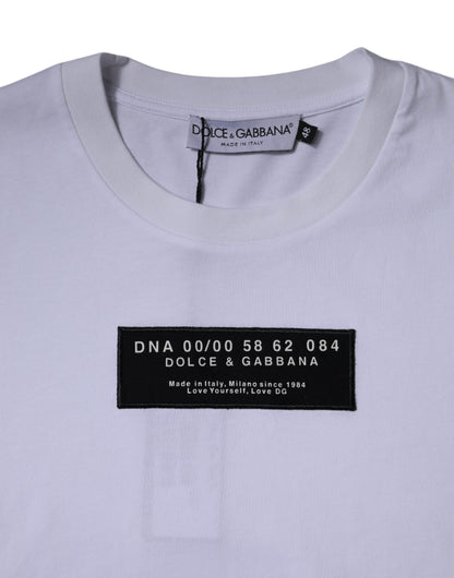 T-shirt ras du cou en coton blanc avec logo imprimé Dolce &amp; Gabbana